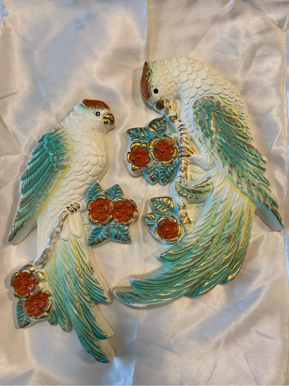 1960’s Chalkware Parrot Plaques - Set